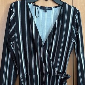 One Clothing Monochrome Striped Long Sleeve Dress
